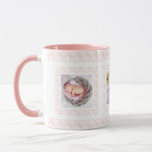 Mug Photo personnalisée Motif rose heureux Anniversair (Gauche)