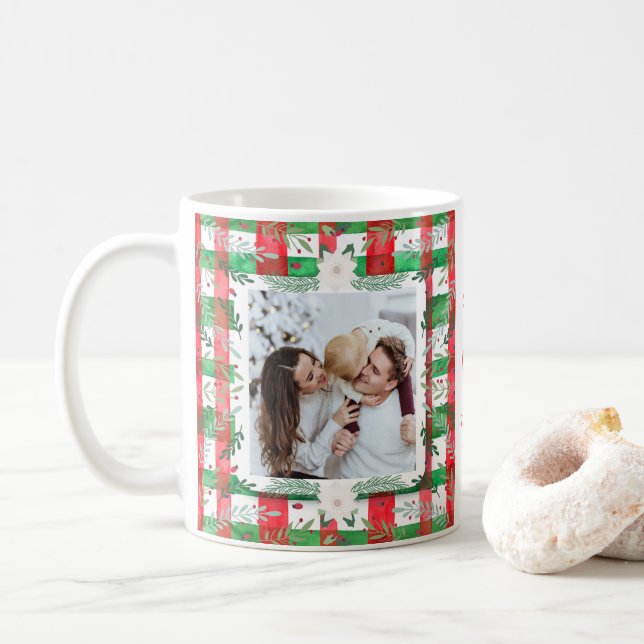 Mug Photo personnalisée Noël Nom de famille personnali (Avec donut)
