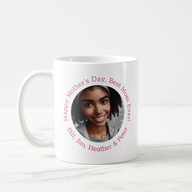 Mug Photo personnalisée Noms de la fête des mères Élég (Gauche)