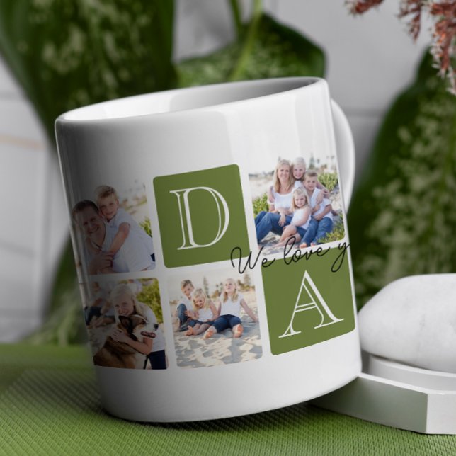 Mug Photo personnalisée Papa Love 7 Collage photo (Celebrate Dad with a timeless and elegant design that’s as special as he is! )