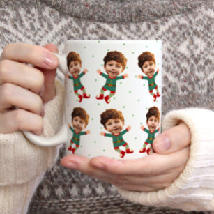 Mug Photo personnalisée Visage drôle Noël Elf Kid