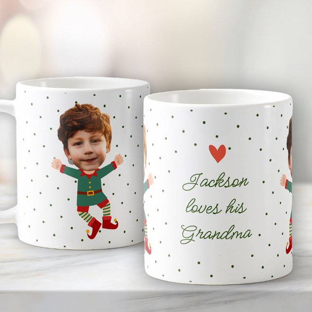 Mug Photo personnalisée Visage drôle Noël Elf Kid (Créateur téléchargé)