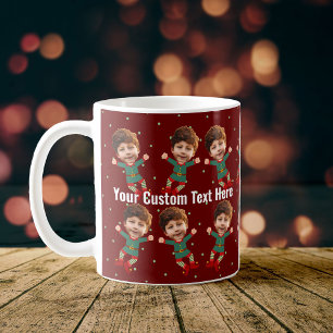 Mug Photo personnalisée Visage drôle Noël Elf Kid