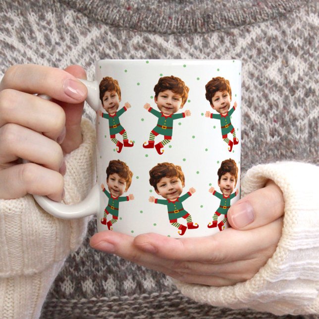 Mug Photo personnalisée Visage drôle Noël Elf Kid (Créateur téléchargé)