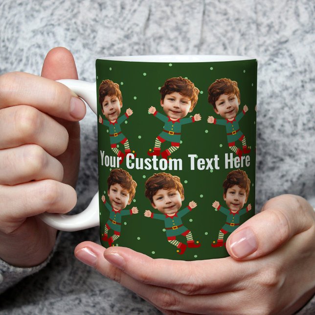 Mug Photo personnalisée Visage drôle Noël Elf Kid (Créateur téléchargé)