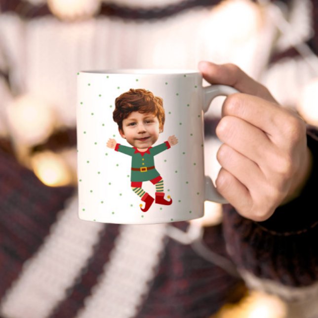 Mug Photo personnalisée Visage drôle Noël Elf Kid (Créateur téléchargé)