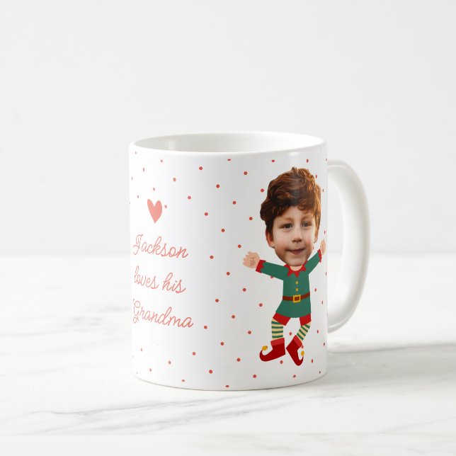 Mug Photo personnalisée Visage drôle Noël Elf Kid (Devant droit)