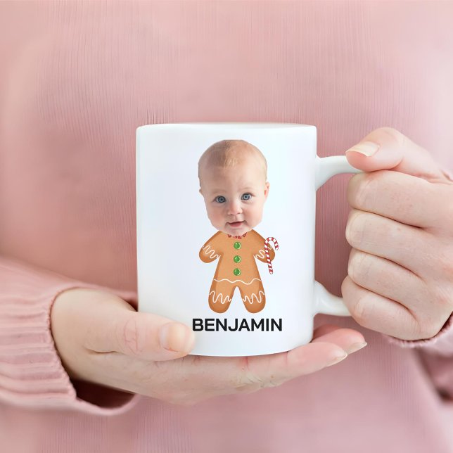 Mug Photo Personnalisée Visage drôle Noël Gingerbread  (Créateur téléchargé)
