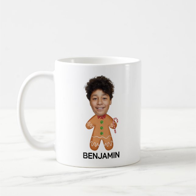 Mug Photo personnalisée Visage pain d'épices Drôle enf (Gauche)