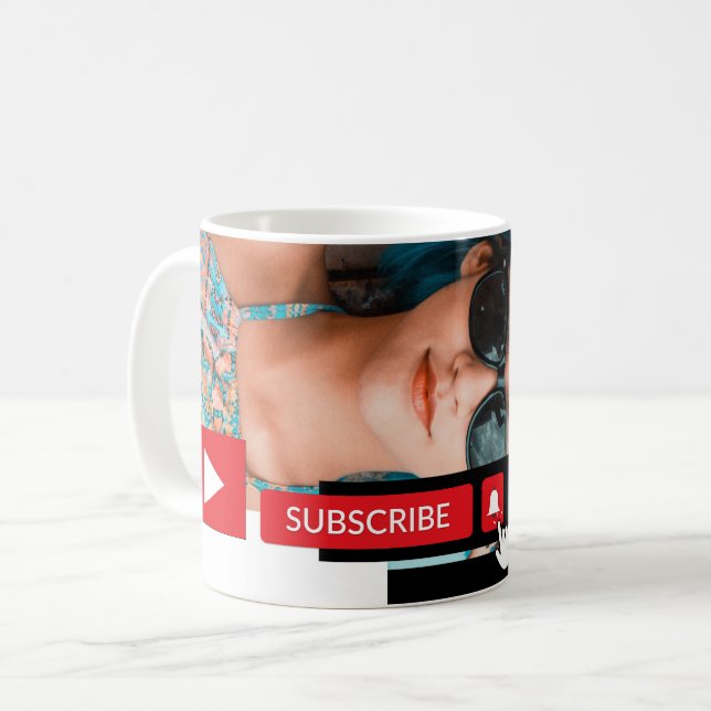 Mug Photo personnalisée, Youtube - Vlogger Publicité (Devant gauche)