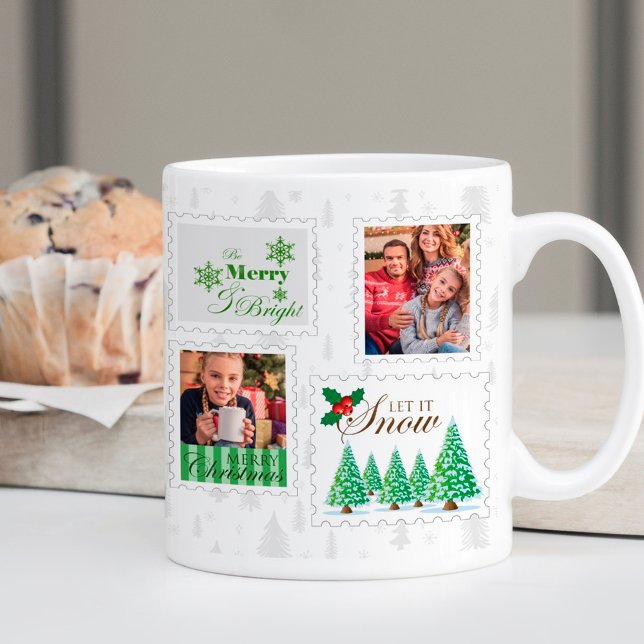 Mug Photo Postage Timbre vert pin de Noël (Créateur téléchargé)