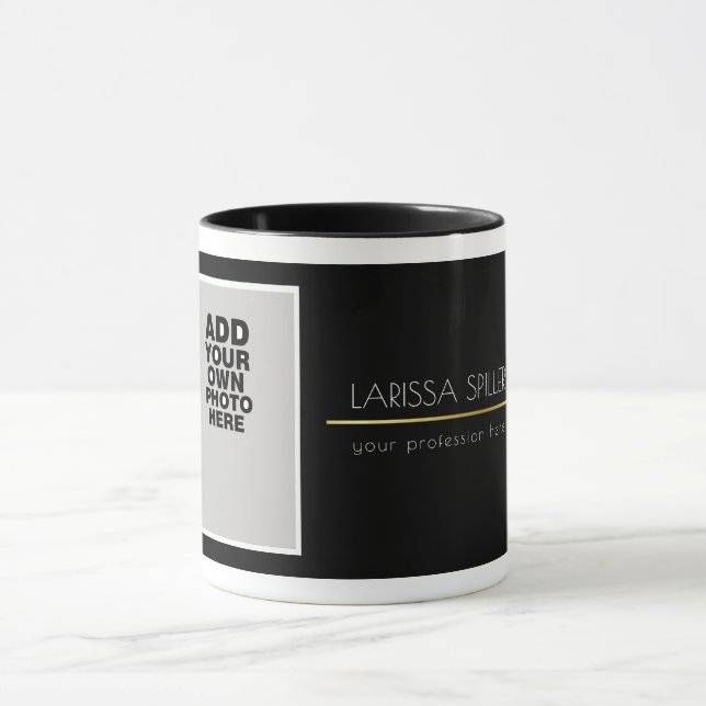 Mug photo professionnelle noire moderne (Centre)