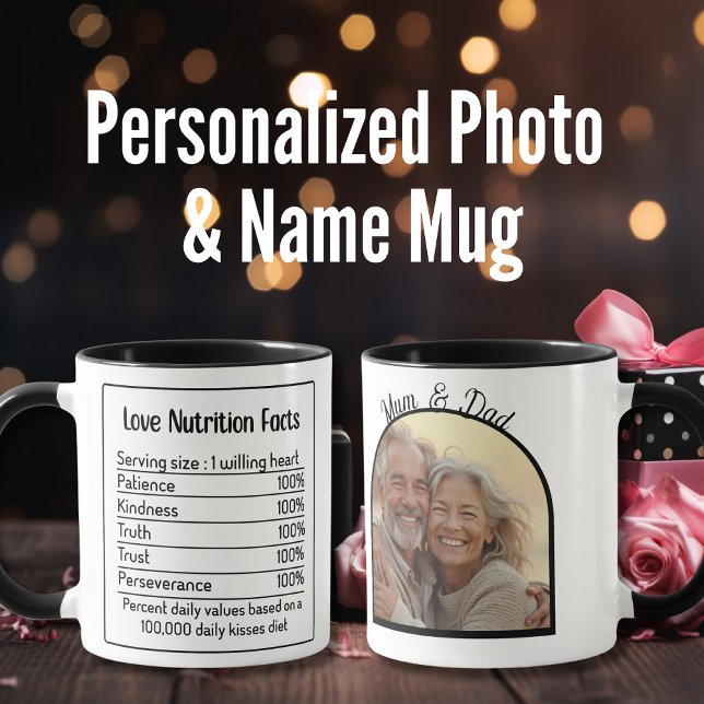 Mug Photo romantique et faits d'amour Saint-Valentin (Romantic Photo & Love Facts Valentine’s Day Mug)