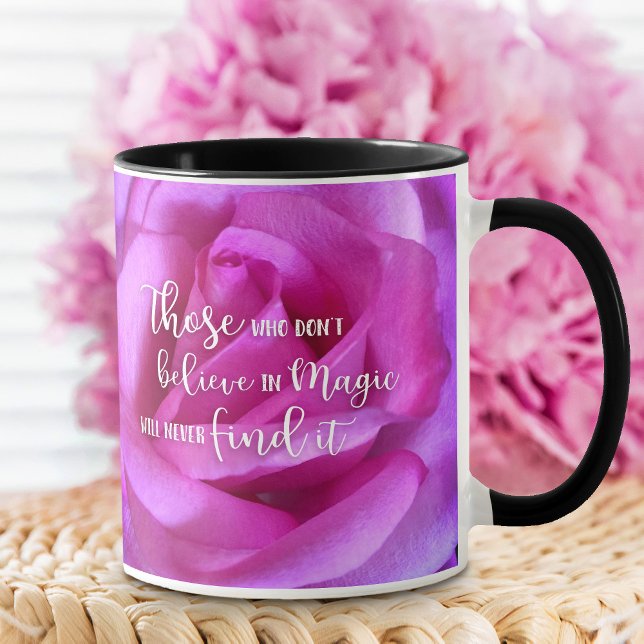 Mug Photo rose Fleur Croire en Citation Magique (Créateur téléchargé)