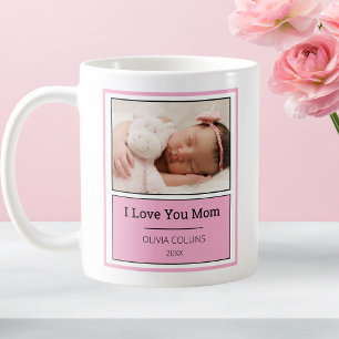 Mug Photo rose moderne Fête des mères personnalisée