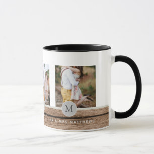 Mug Photo Rustic Collage Monogram NEWLYWEDS WEDDING