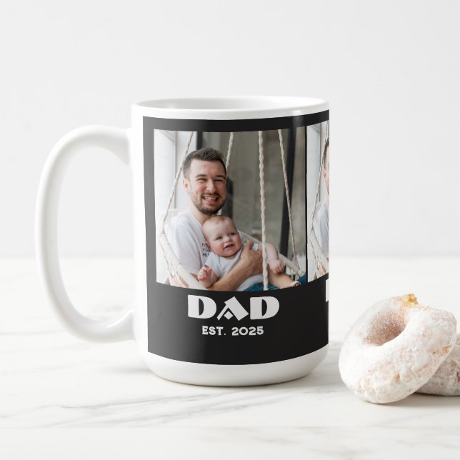 Mug Photo Script Noir 3 Papa a Fondé (Avec donut)