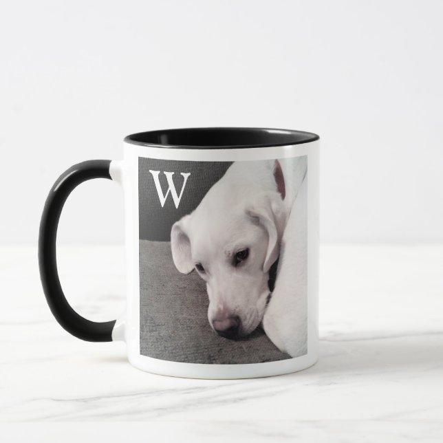 Mug Photo simple initiale de chien mignon (Gauche)
