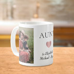 Mug Photo Tante 2<br><div class="desc">Tasse personnalisée pour la meilleure tante avec 2 photos de ses nièces et neveux, "AUNT" ou "AUNITIE" en typographie élégante et un coeur d'or rose. Ajoutez les noms de ses nièces et neveux.</div>