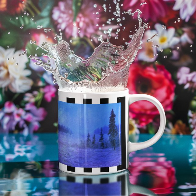Mug Photo triptyque à rayures noires et blanches (Black and White Stripes Triptych Photo Coffee Mug)