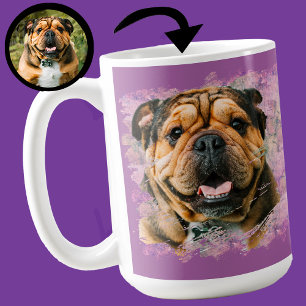 Mug Photo unique de grunge rose lilas de bouledogue am