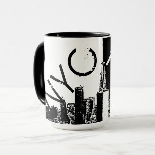Mug Photo vintage d'horizon de NYC vieille noire et