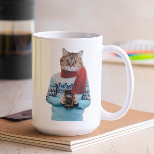 Mug Photographe de chat en Vintage Sweater Quirky