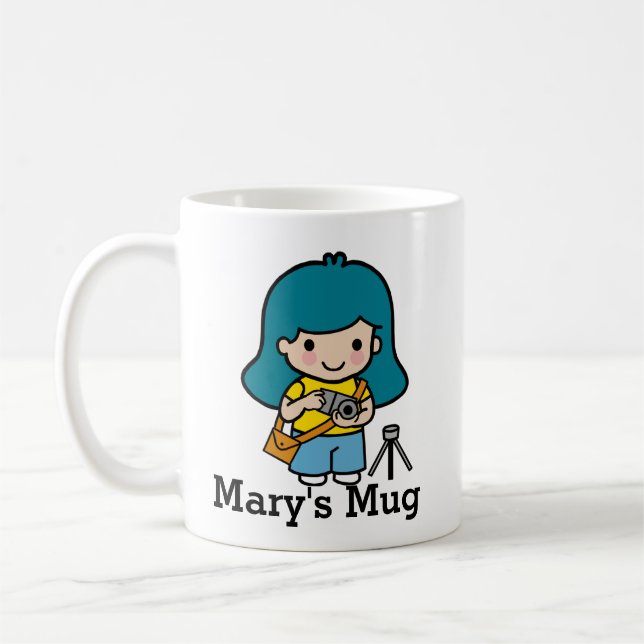 Mug Photographe fille mignonne / Journaliste photo (Gauche)