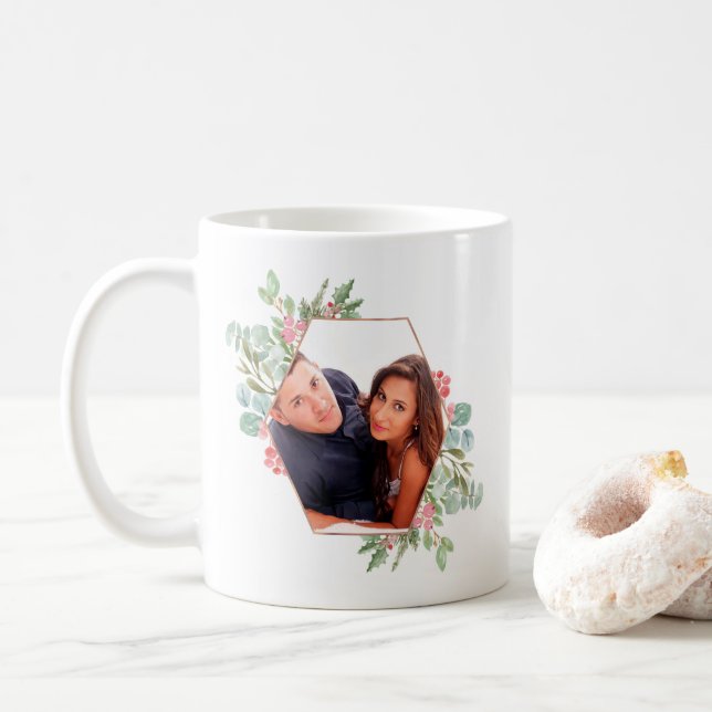 Mug Photographie de Noël géométrique à l'aquarelle (Avec donut)