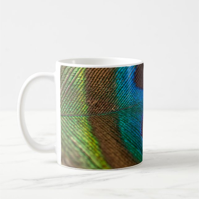 Mug Photographie de plumes de paon (Gauche)