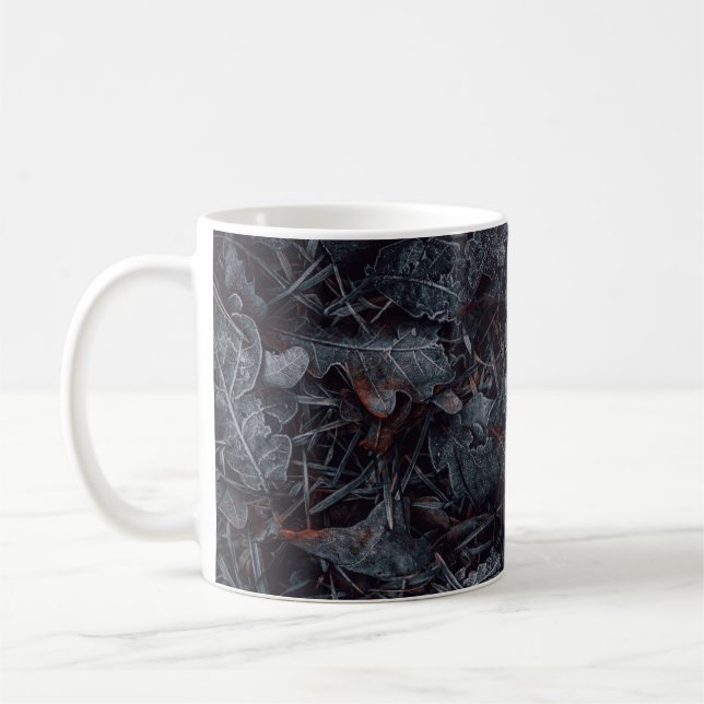 MUG PHOTOGRAPHIE MACRO DE FEUILLES GRIS ET BROWN (Gauche)