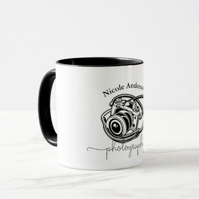 Mug Photographie noir blanc Logo Graphique (Devant gauche)