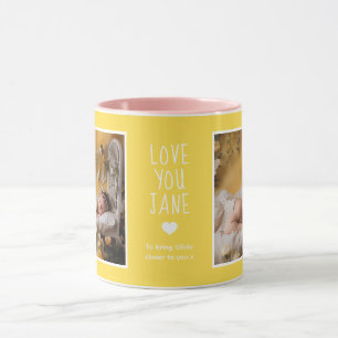 Mug Photos d'amour de belle-mère modernes jaune C61 bl