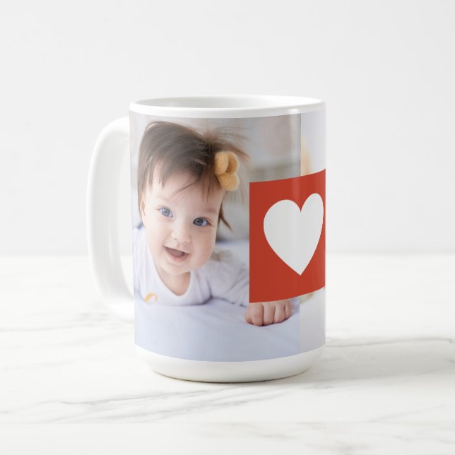 Mug Photos de cœur de couleur chaude MODIFIABLES (Devant gauche)