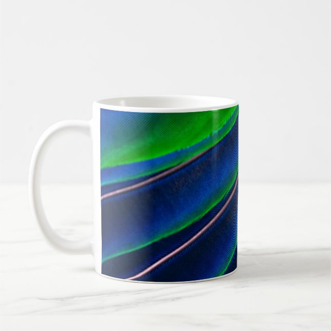 Mug Photos de fond en plumes vertes et bleues (Gauche)