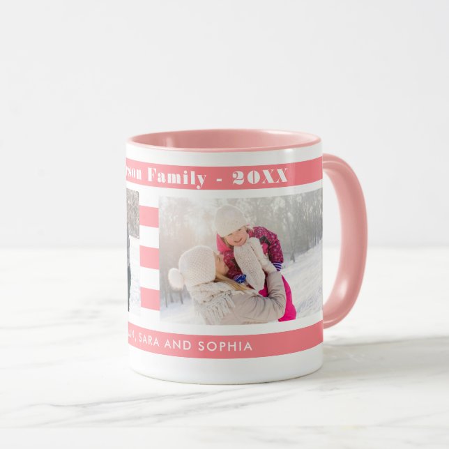 Mug Photos Familiales Personnalisées I Moderne Pink St (Devant droit)