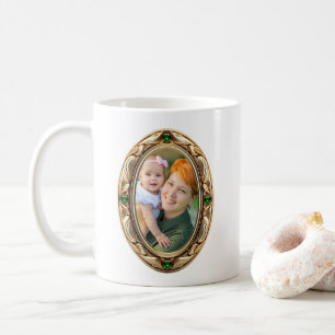 Mug Photos ovales encadrées de faux émeraude et or