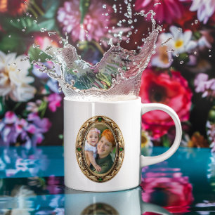 Mug Photos ovales encadrées de faux émeraude et or