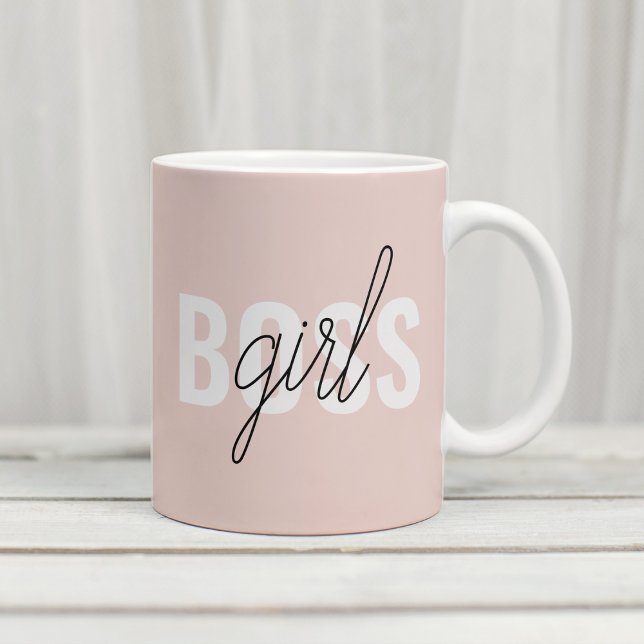 Mug Phrase moderne Pastel Rose fille Boss Phrase (Créateur téléchargé)