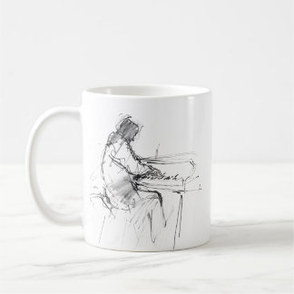 Mug Pianiste Abstrait Minimaliste Jouant du Piano – Él