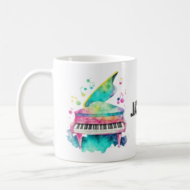 Mug Piano à Queue Personnalisé – Nom Personnalisé  (Gauche)