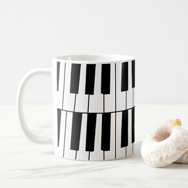Mug Piano Keys noir et blanc Pianiste musicien (Avec donut)