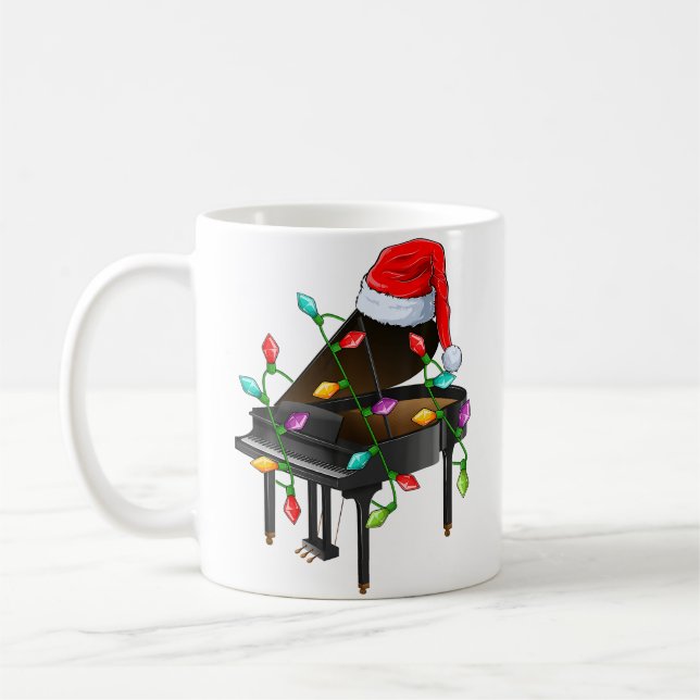 Mug Piano Music Lover Xmas Santa Hat Piano Christmas (Gauche)