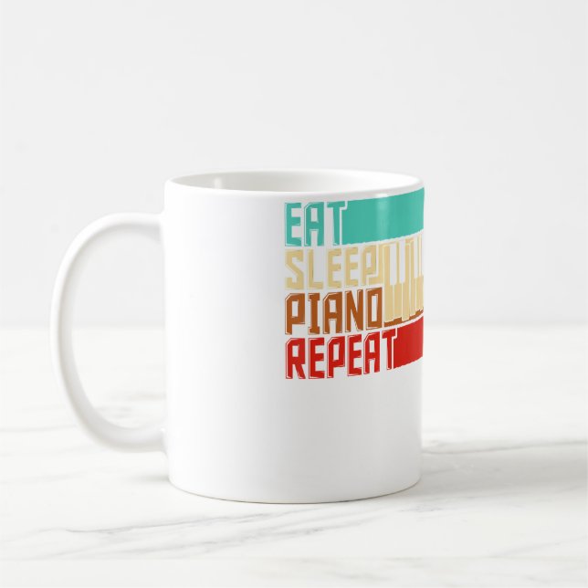 Mug Piano Vintage Manger Dormir Répéter (Gauche)
