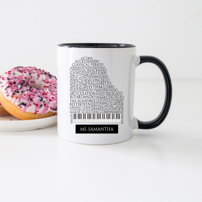 Mug Piano Word Cloud cadeau pour professeur de piano (Créateur téléchargé)