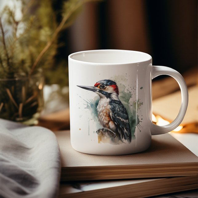 Mug Pic-vert de la forêt à l'aquarelle (Créateur téléchargé)