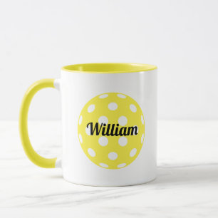 Mug Pickleball Ball Nom personnalisé Jaune