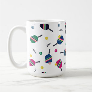 Mug Pickleball Paddle et Fun Ball Bleu Vert Rose