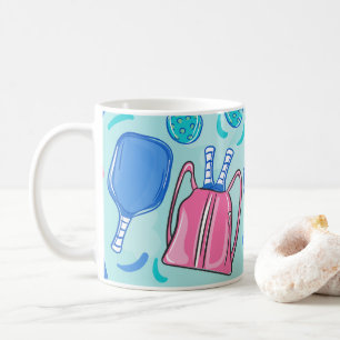 Mug Pickleball Paddles et Balls Blue Preppy