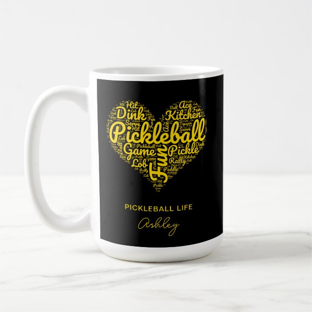 Mug Pickleball Player Nom personnalisé Word Art (Gauche)
